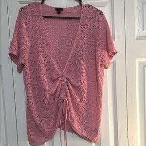 Torrid Pink Ruched Tie Front Blouse- new and never worn - smoke free home